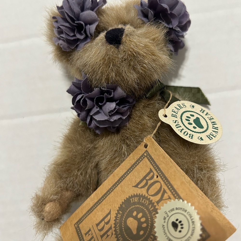Boyds Bears Plush with Purple Floral Details